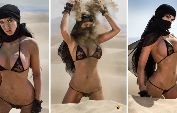 Sexy, boobs, model, sand, pose, busty, sexy look