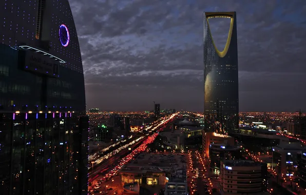 Картинка ночь, город, огни, Саудовская Аравия, Эр-Рияд, By HammaD.TN∞