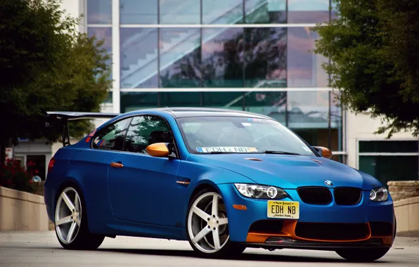 BMW, синяя, tuning, E92