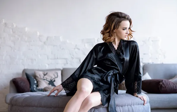 Girl, beautiful, boudoir, bathrobe