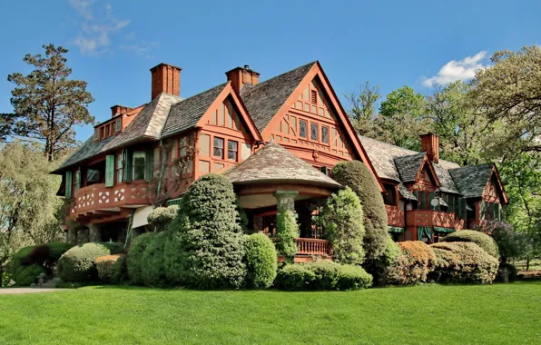 Город, дом, вилла, сад, архитектура, Tower Hill, Loop Tuxedo Park