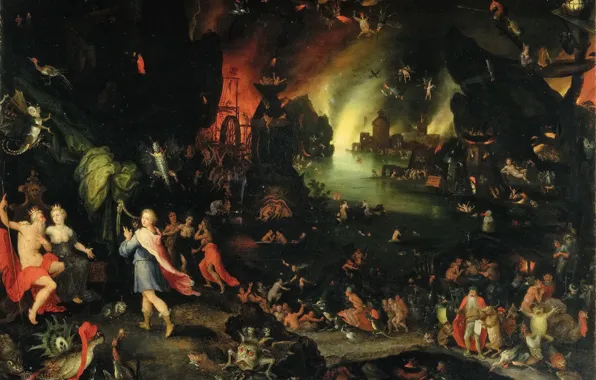 Картинка Ян Брейгель Старший, Аиду и Персефоне, Орфей, в загробном мире, музыцирующий и поющий