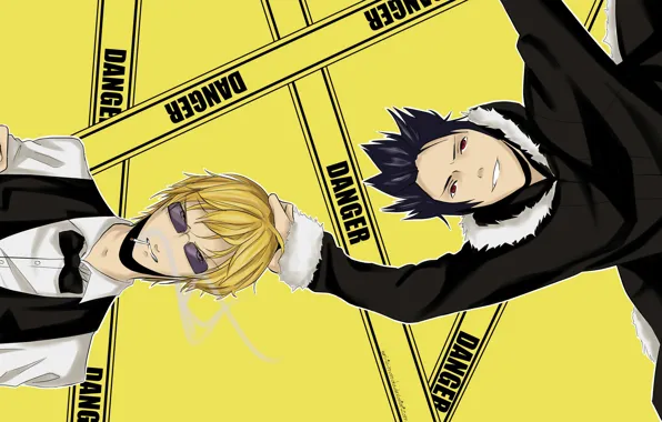 Аниме, арт, парни, Heiwajima Shizuo, Шизуо Хейваджима, Изая Орихара, Durarara!!