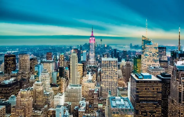 Картинка город, высота, небоскребы, USA, америка, сша, New York City, нью йорк