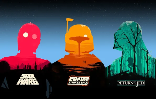 Картинка фон, Star Wars, Darth Vader, The Original Trilogy, Bobba Fett, C-3PO