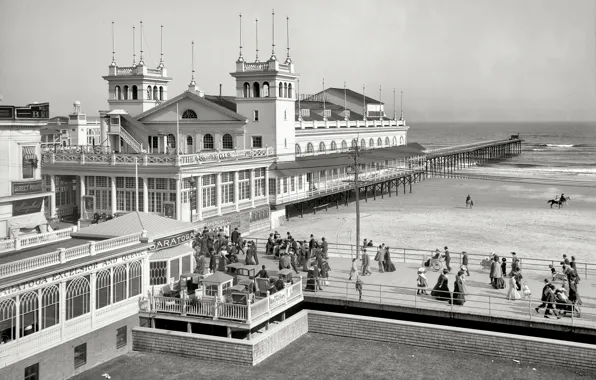 Море, ретро, берег, Флорида, пирс, США, 1902-й год