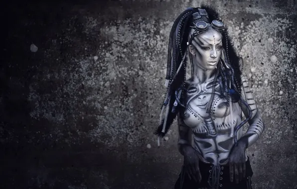 Девушка, поза, body art