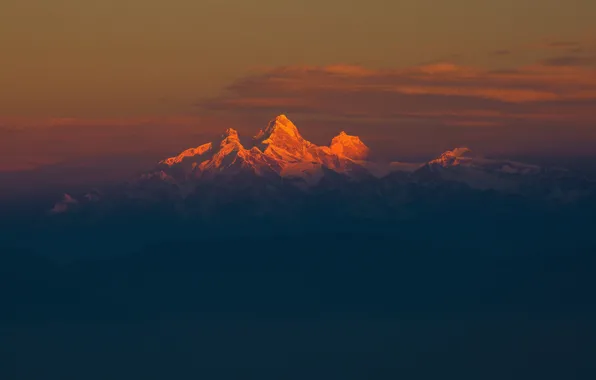 Свет, утро, горный массив, Гималаи