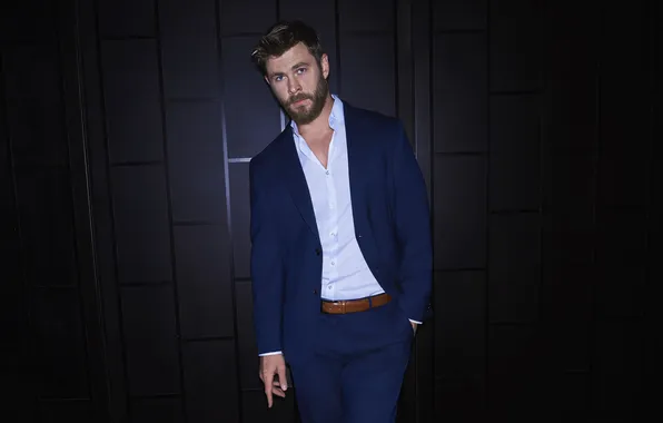 Фон, портрет, костюм, актёр, Крис Хемсворт, Chris Hemsworth
