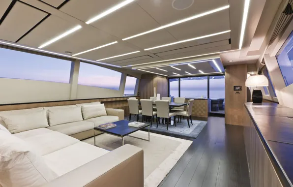 Salon, luxury motor yacht, Pershing-108