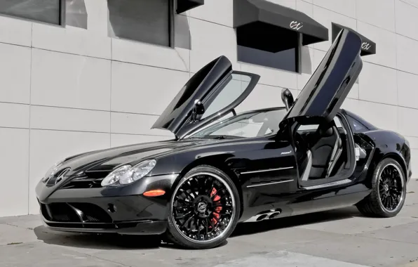 McLaren, SLR, черная, Mercedes, Benz