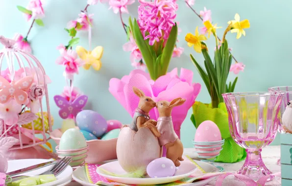 Картинка цветы, яйца, весна, Пасха, flowers, spring, Easter, eggs