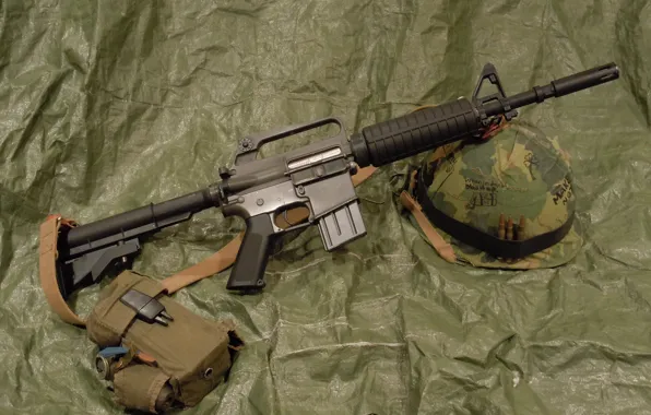 Оружие, винтовка, каска, M16, штурмовая