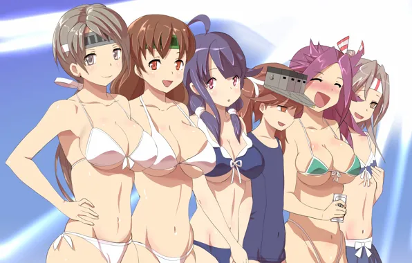 Girl, sexy, cleavage, long hair, brown hair, boobs, anime, beautiful