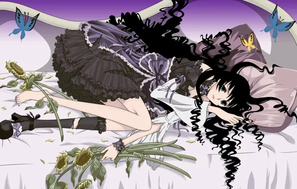 Девушка, цветы, аниме, арт, xxxHolic