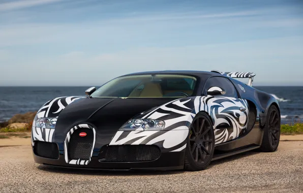 Картинка Bugatti, Veyron, Black, White, Zebra