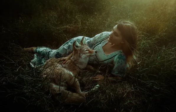 Девушка, волк, платье, койот, TJ Drysdale, No More Fear