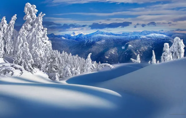 Картинка зима, снег, горы, природа