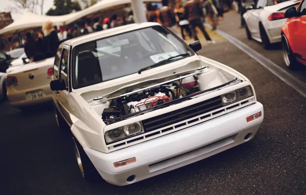Volkswagen, белая, перед, без капота, Jetta 2