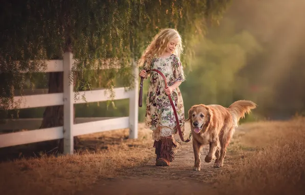 Собака, девочка, Edie Layland, Country Girl With Dog