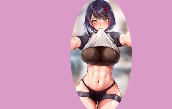 Kawaii, girl, hot, sexy, wet, boobs, anime, short hair