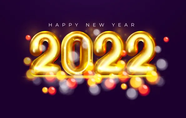 Фон, золото, цифры, Новый год, golden, new year, happy, purple