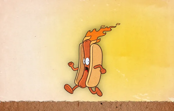 Картинка бежит, горит, хот-дог, hot-dog