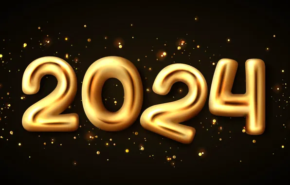 Цифры, Новый год, дата, композиция, 2024, Новый 2024 год
