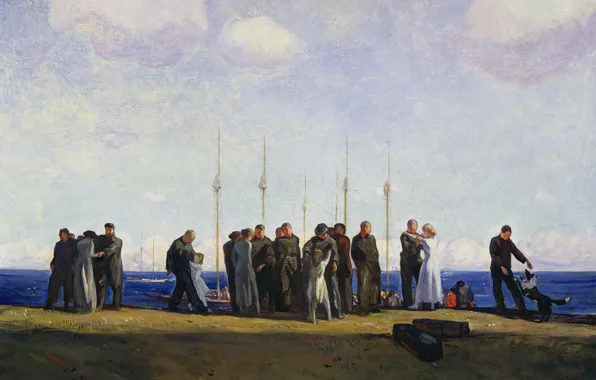 Пейзаж, люди, картина, прощание, мачта, Rockwell Kent, Рокуэлл Кент, К Морю
