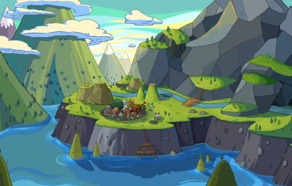 Water, mountains, Adventure Time