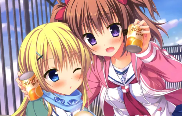 Kawaii, girl, juice, anime, pretty, blonde, sugoi, bishojo