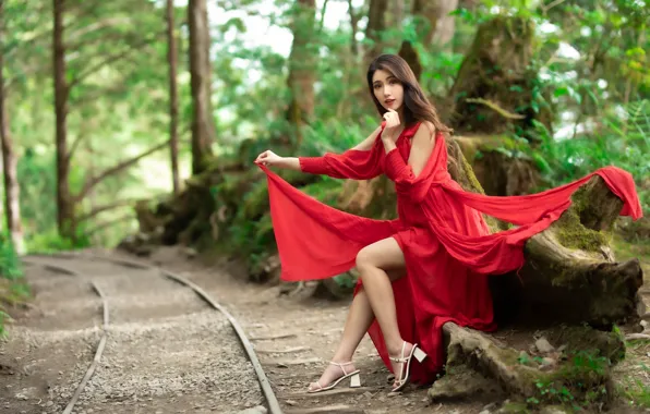 Платье, ножки, азиатка