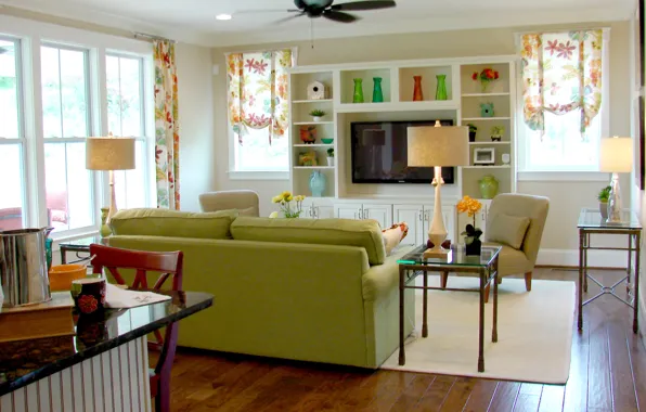 Комната, интерьер, гостиная, светлая, neutral green living room, нейтрально-зеленая