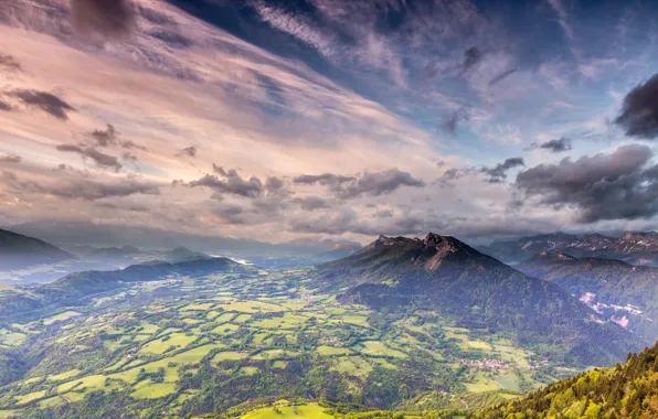 Картинка горы, природа, вид, долина, Альпы, панорама