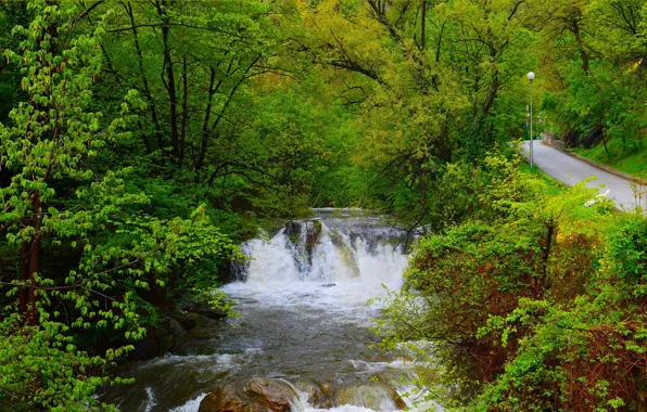 Поток, Дорога, Весна, Водопад, Лес, Nature, Речка, Spring