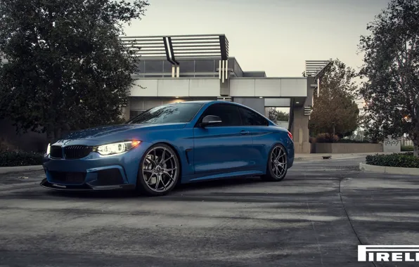 Картинка BMW, Blue, Front, Vorsteiner, Pirelli, F32, 103, 2015