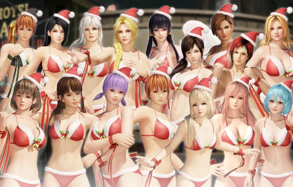 Девушки, группа, купальники, Dead or Alive 6