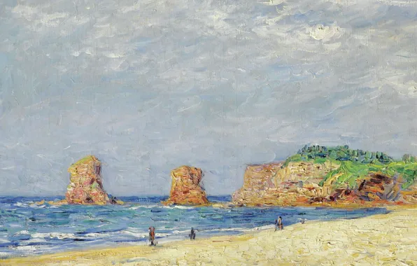 Море, пейзаж, берег, картина, Francis Picabia, Франсис Пикабиа, Скалы в Андайе