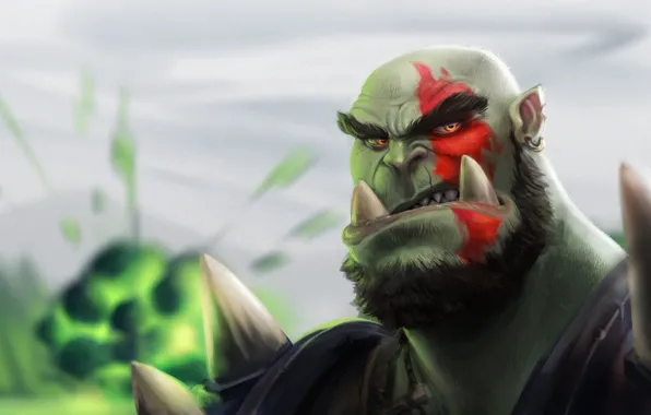 Рисунок, Лицо, World of Warcraft, Warcraft, Art, Орк, Kratos, God of War
