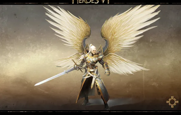 Картинка крылья, меч, архангел, Heroes of Might & Magic 6, Герои Меча и Магии 6