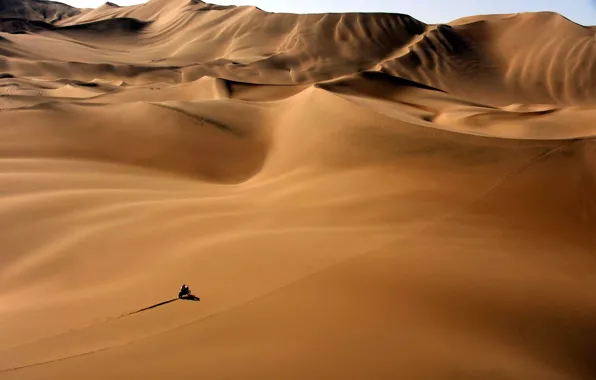 Картинка Песок, Спорт, Пустыня, Мотоцикл, Жара, Rally, Dakar, Дюны