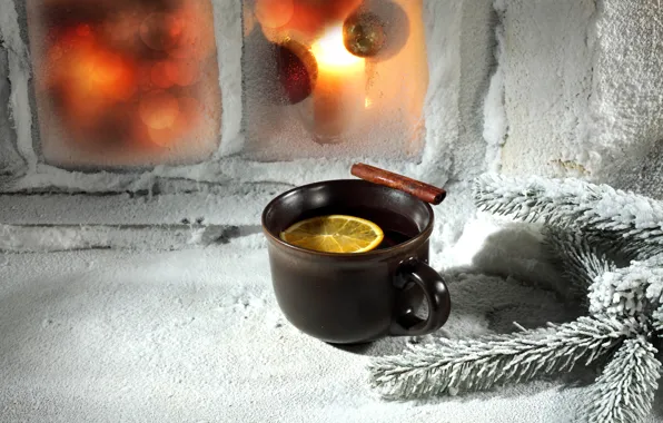 Картинка зима, чай, новый год, рождество, чашка