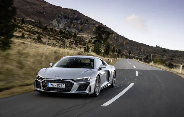 Дорога, Audi, скорость, суперкар, Audi R8, Coupe, V10, 2020