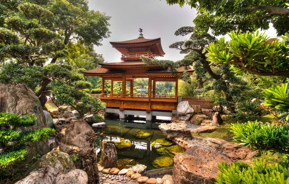 Природа, парк, сад, bridge, garden, china, hongkong, nan