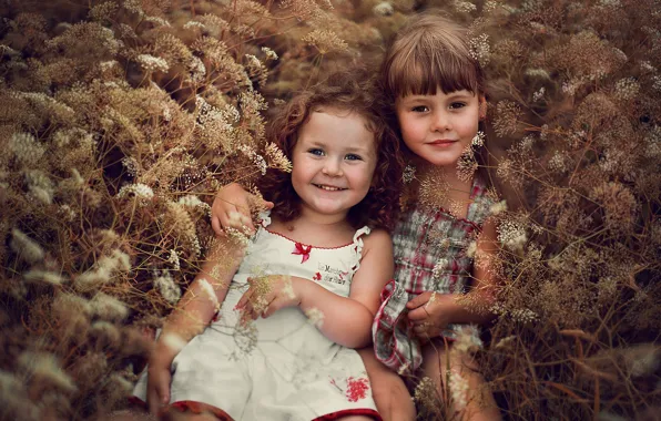 Girls, smile, sisters