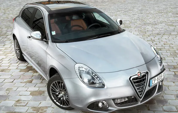 Фары, серебристый, Alfa Romeo, автомобиль, передок, итальянский, Collezione, Giulietta