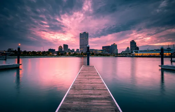 Картинка ночь, город, Milwaukee