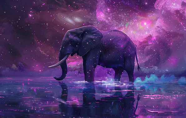 Картинка fantasy, elephant, illustration