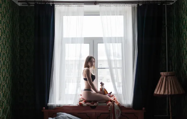 Девушка, окно, обнаженная, в нижнем белье, Ольга Кобзар, Olga Kobzar, Андрей Брандис, Andrey Brandis