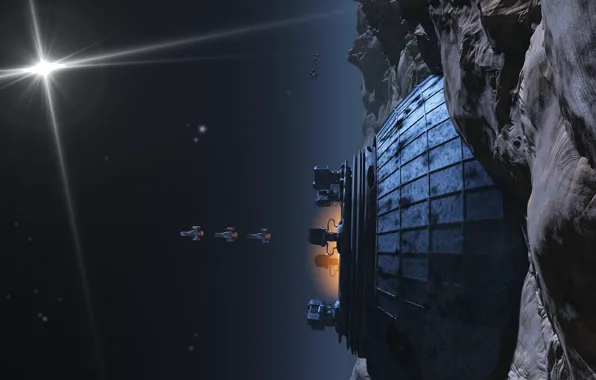 Космос, звёзды, аппарат, вылет, Outpost